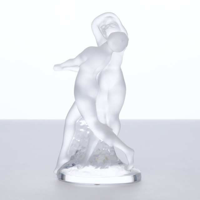 ‘Deux Danseuses’, Lalique Moulded and Frosted Glass Figure Group, post-1978