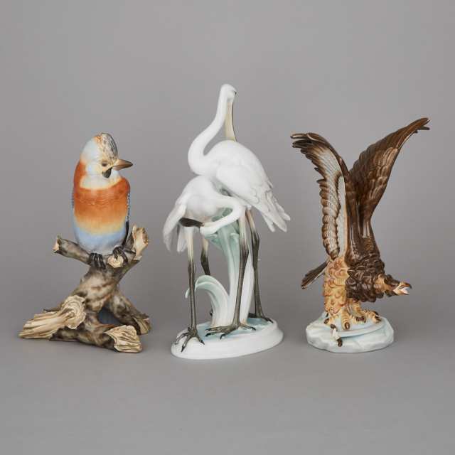 Three Herend Large Figures of Birds, 20th century