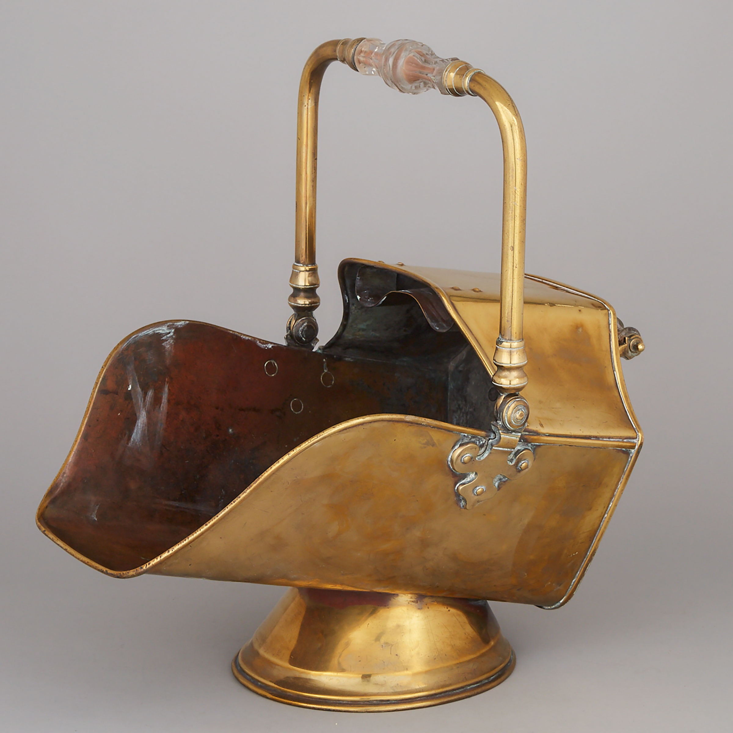 Victorian Cut Glass Mounted Brass ‘Helmet’ Coal Scuttle, 19th century