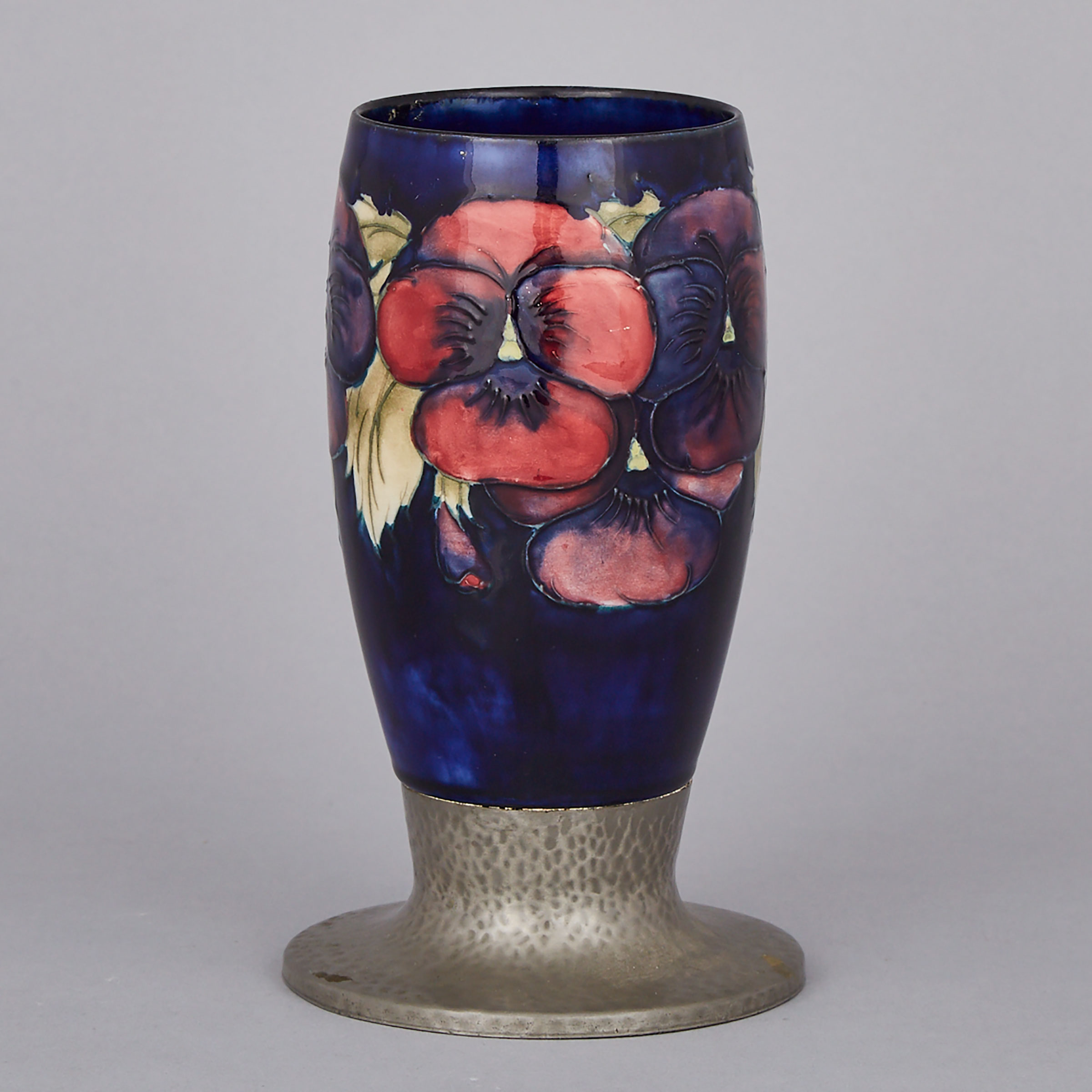 Moorcroft ‘Tudric’ Pewter Mounted Pansy Vase, c.1920