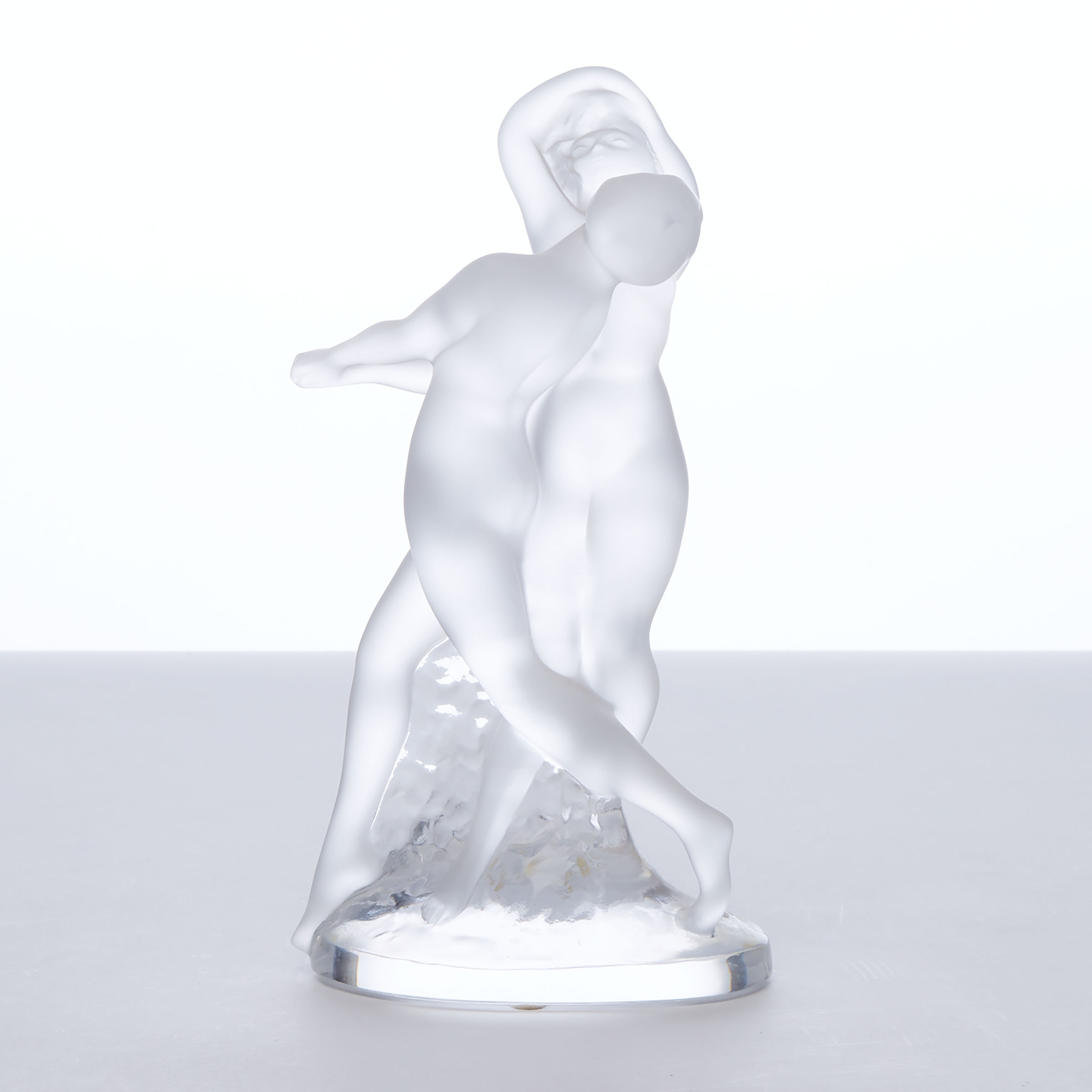 ‘Deux Danseuses’, Lalique Moulded and Frosted Glass Figure Group, post-1978