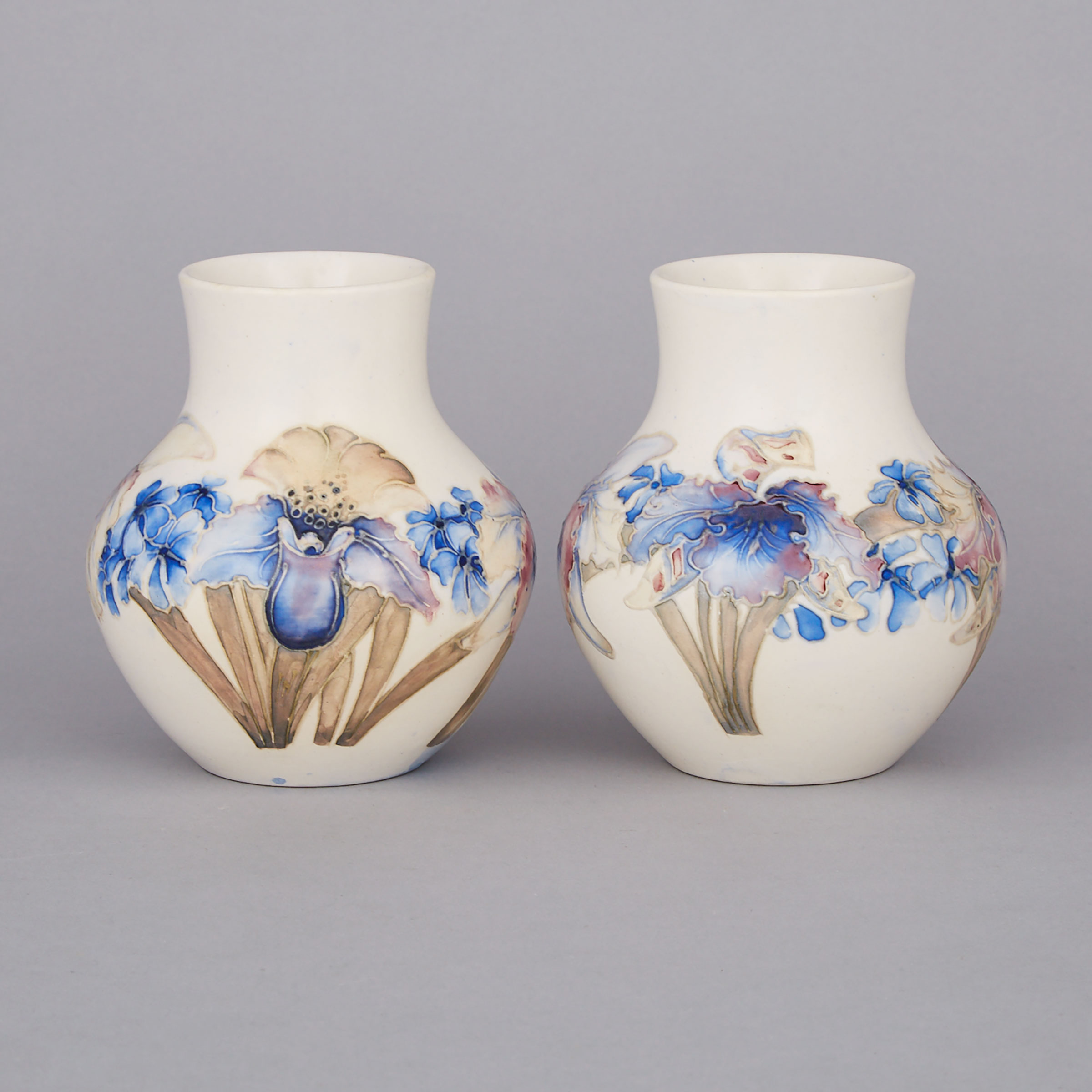 Pair of Moorcroft Orchids Vases, c.1930