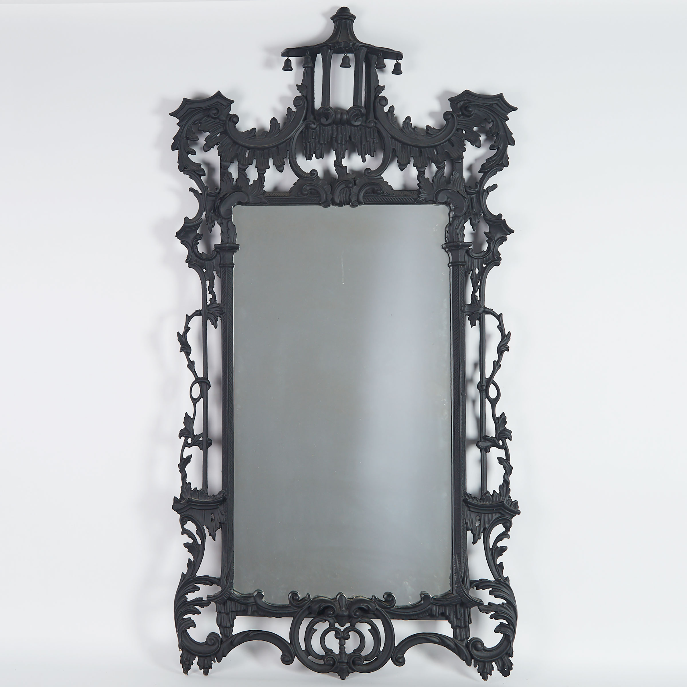 Chippendale Chinoiserie Style Carved and Painted Mirror, mid 20th century