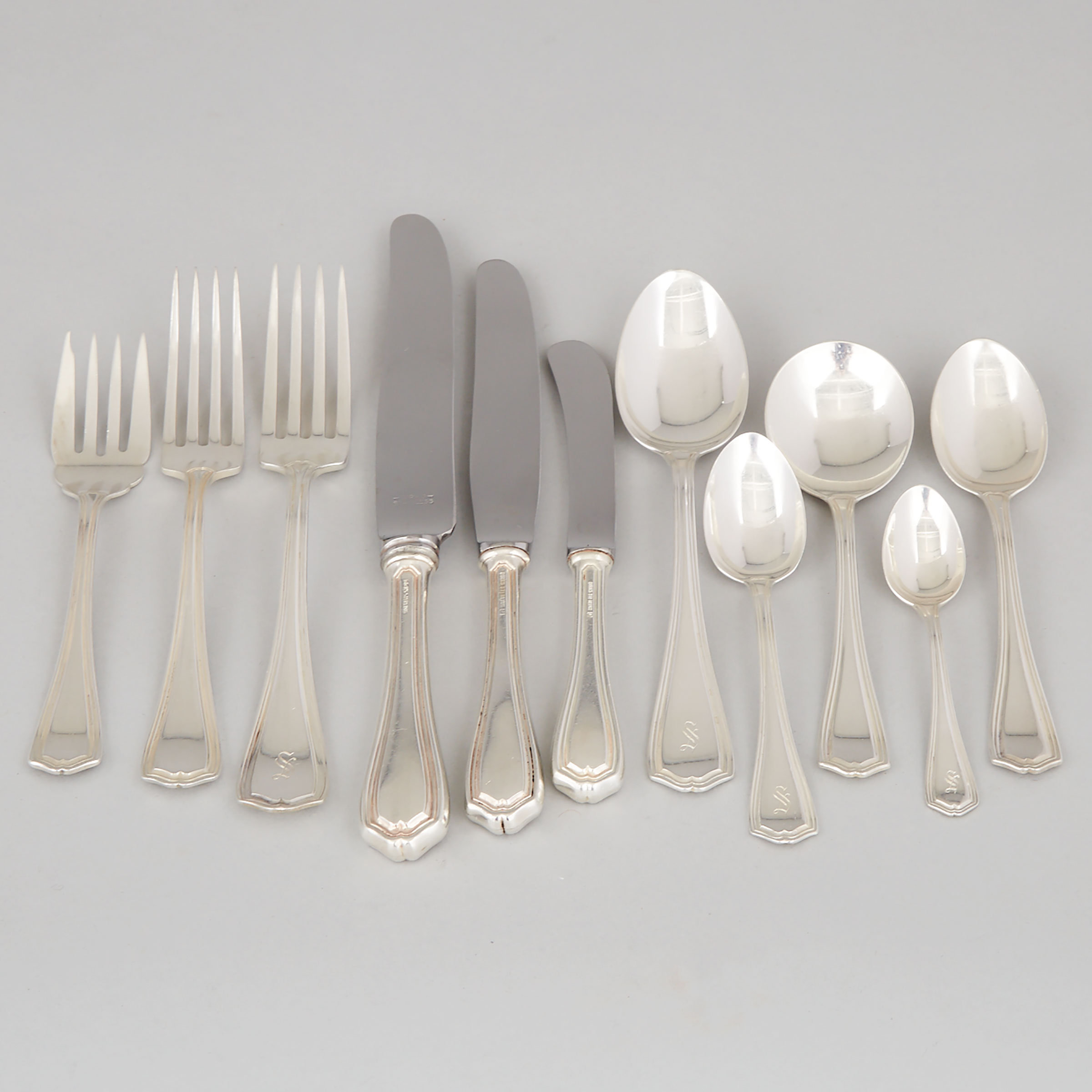 Canadian Silver ‘Georgian Plain’ Pattern Flatware Service, Henry Birks & Sons, Montreal, Que., 20th century