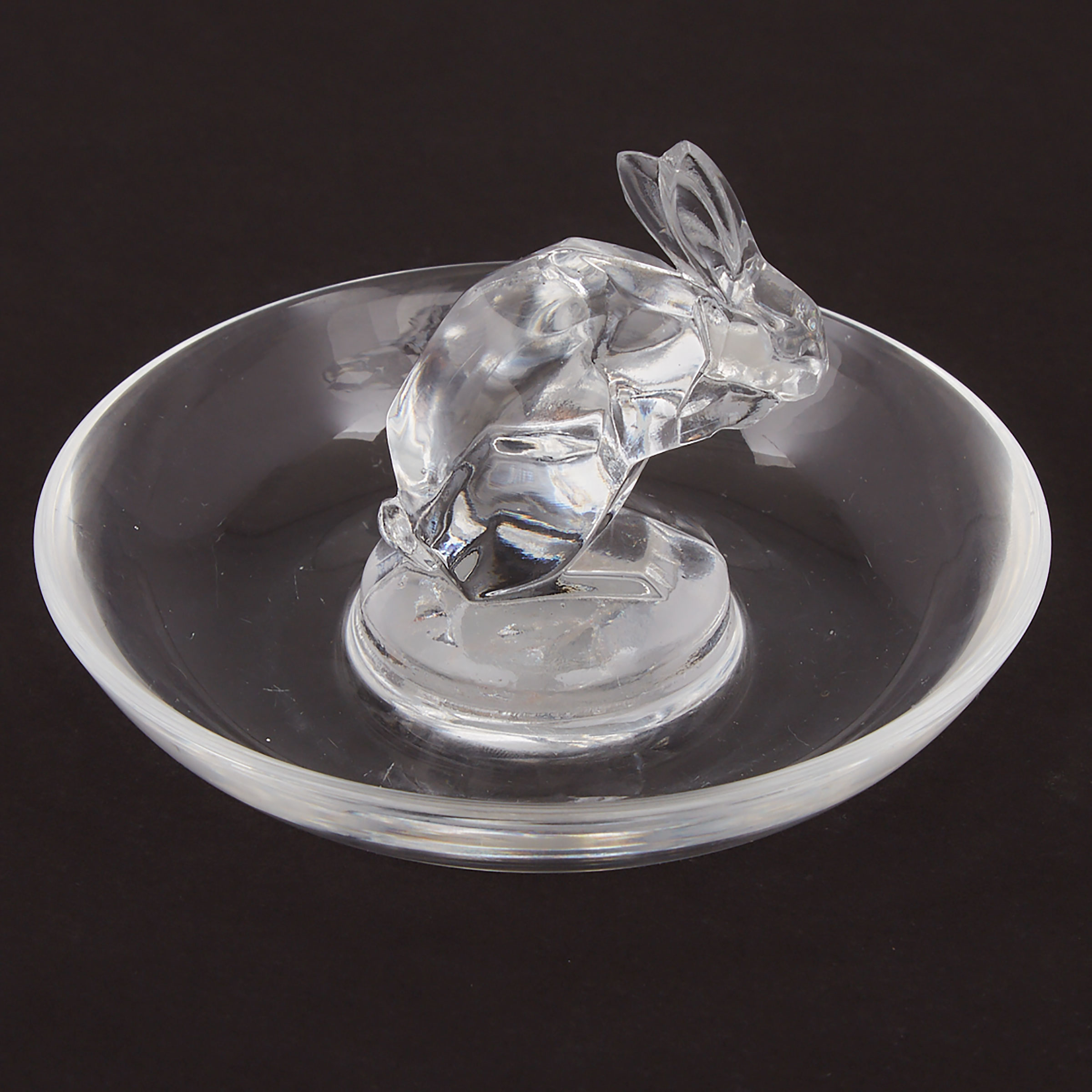 ‘Lapin’, Lalique Moulded Glass Cendrier, 1930s