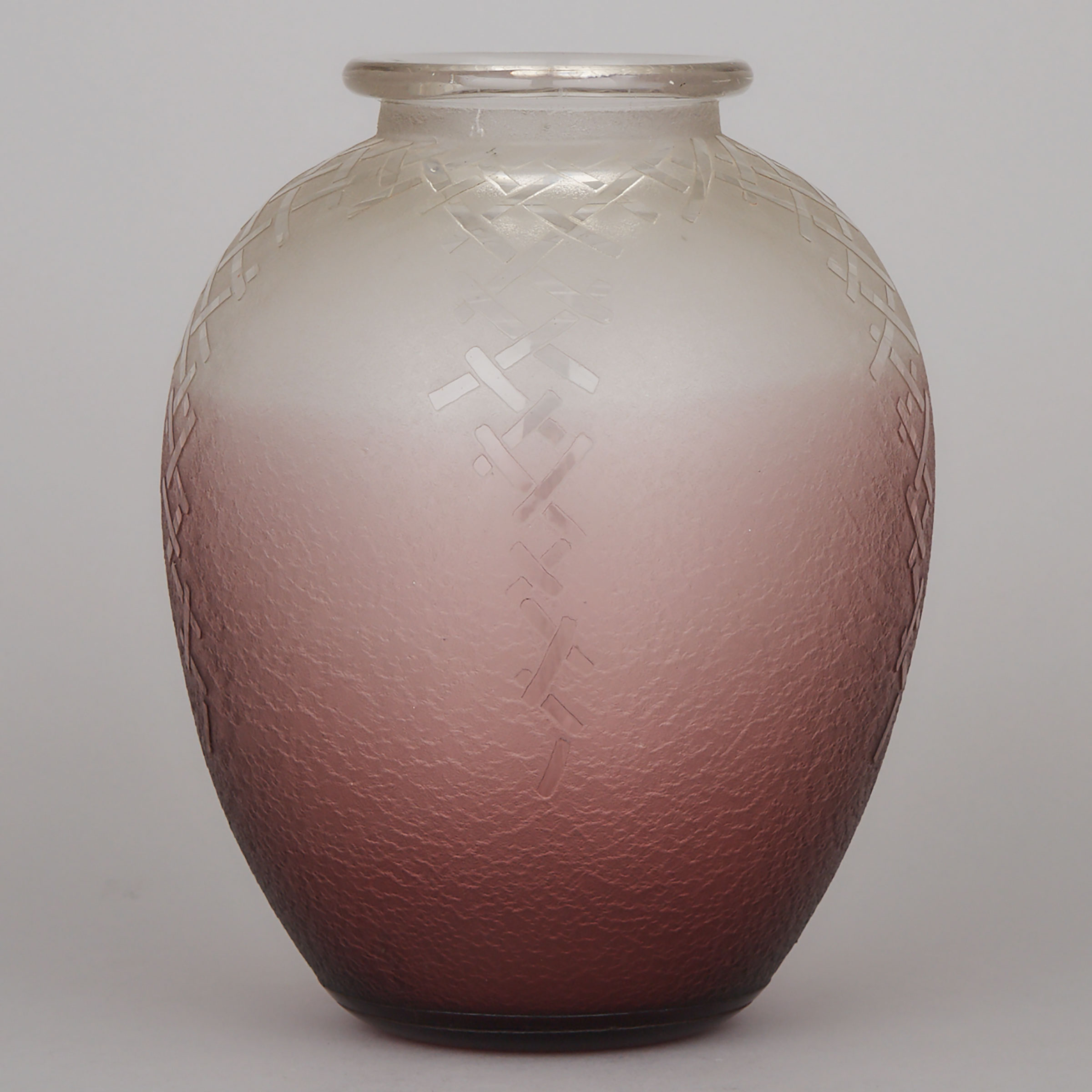 Schneider Acid-Etched Amethyst Glass Vase, c.1930