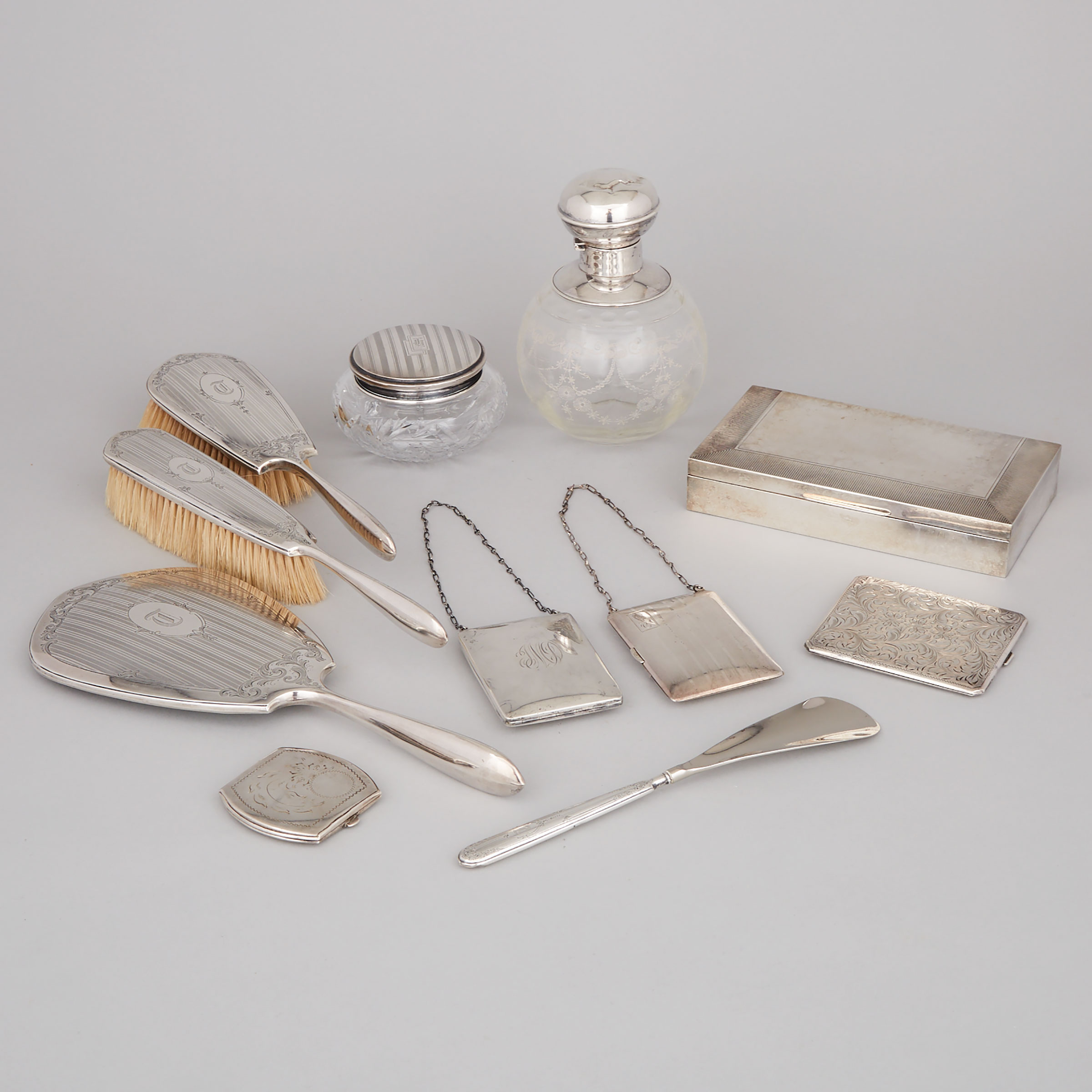 Group of Mainly North American Silver Boxes and Dressing Table Articles, 20th century
