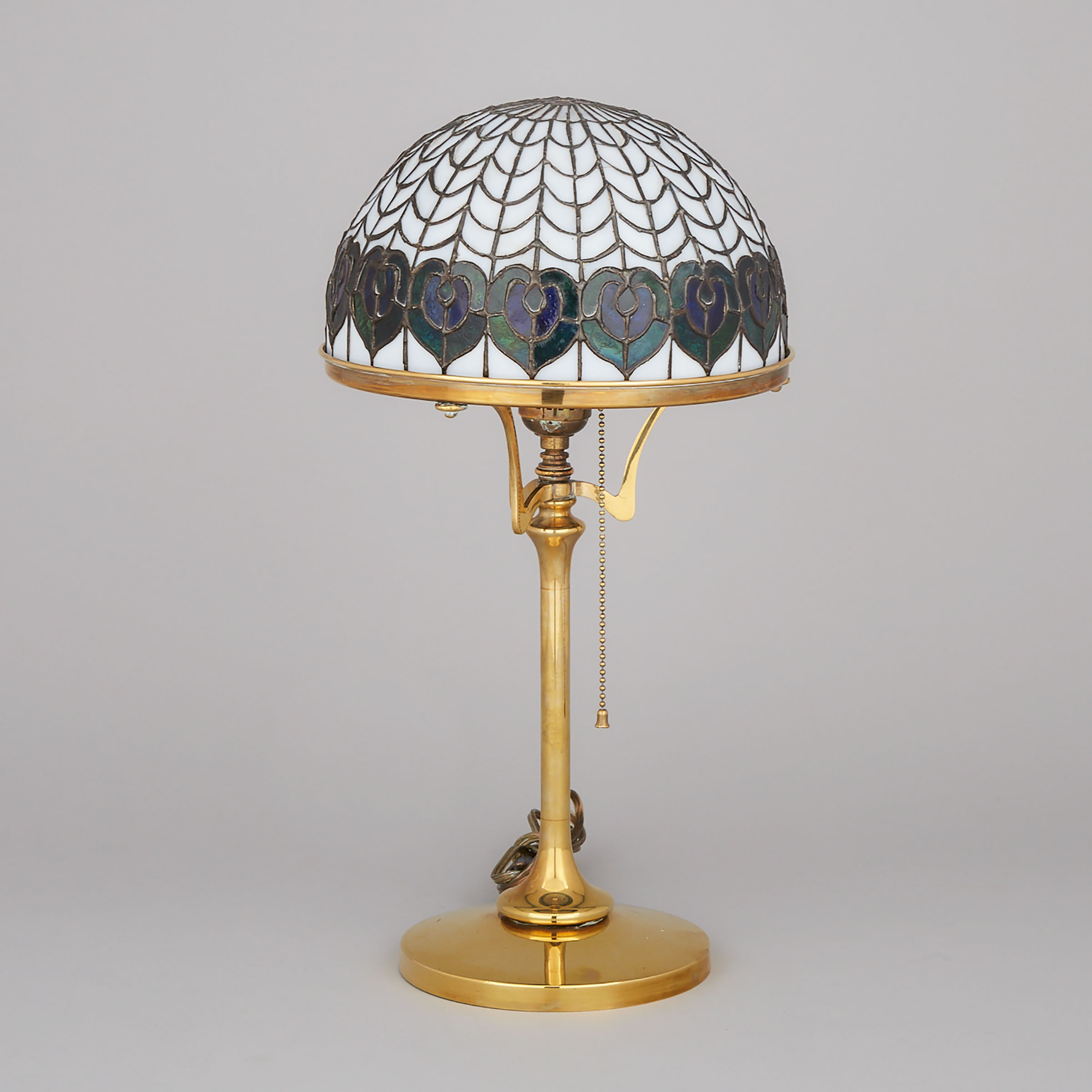 Art Nouveau Leaded Slag Glass Table Lamp, c.1900