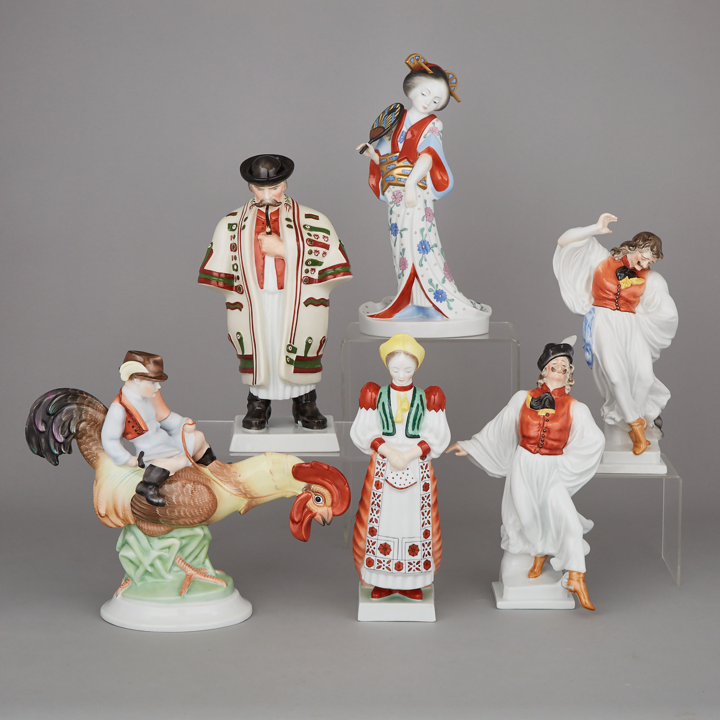 Six Herend Large Figures, 20th century