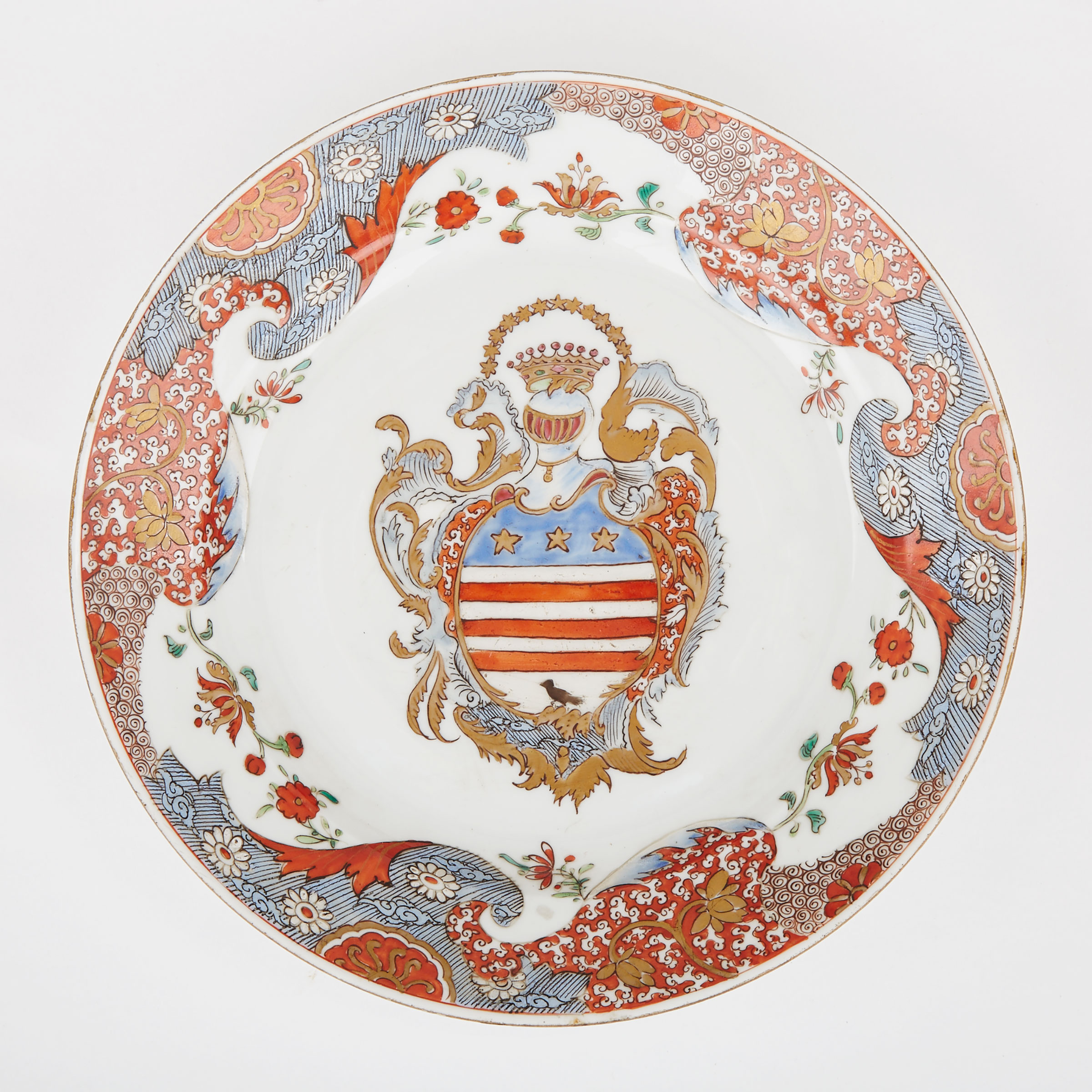 Japanese Export Style Porcelain Armorial Plate, possibly French, 19th century
