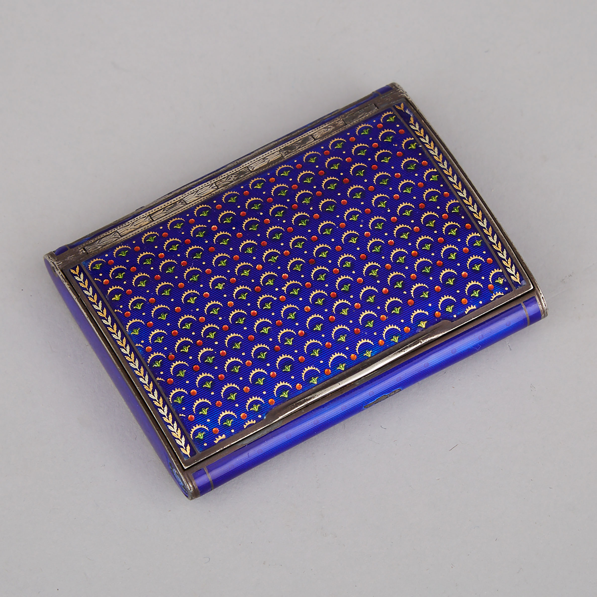 French Silver and Blue Enamel Cigarette Case, c.1900