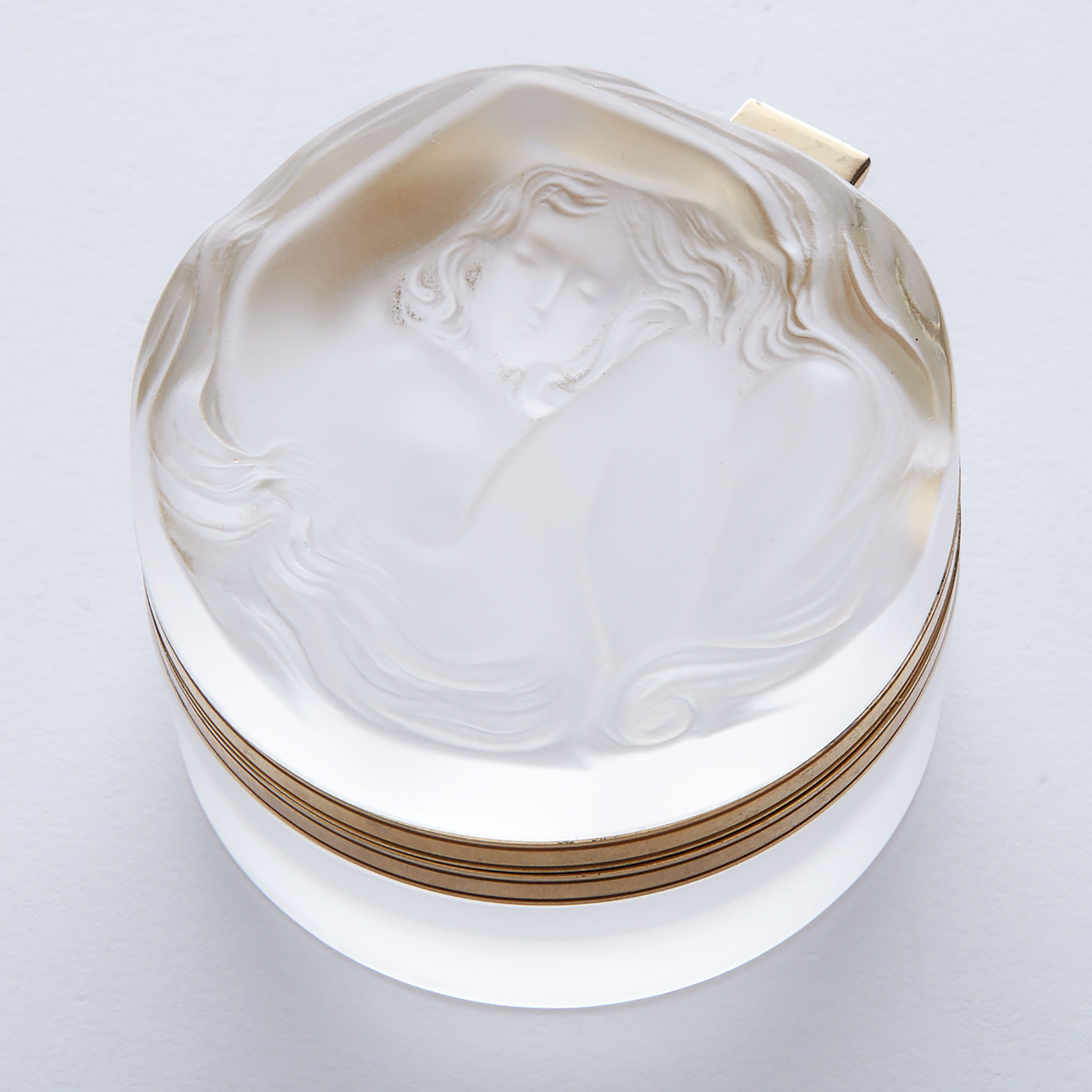 ‘Daphne’, Lalique Moulded and Frosted Glass Box, post-1945