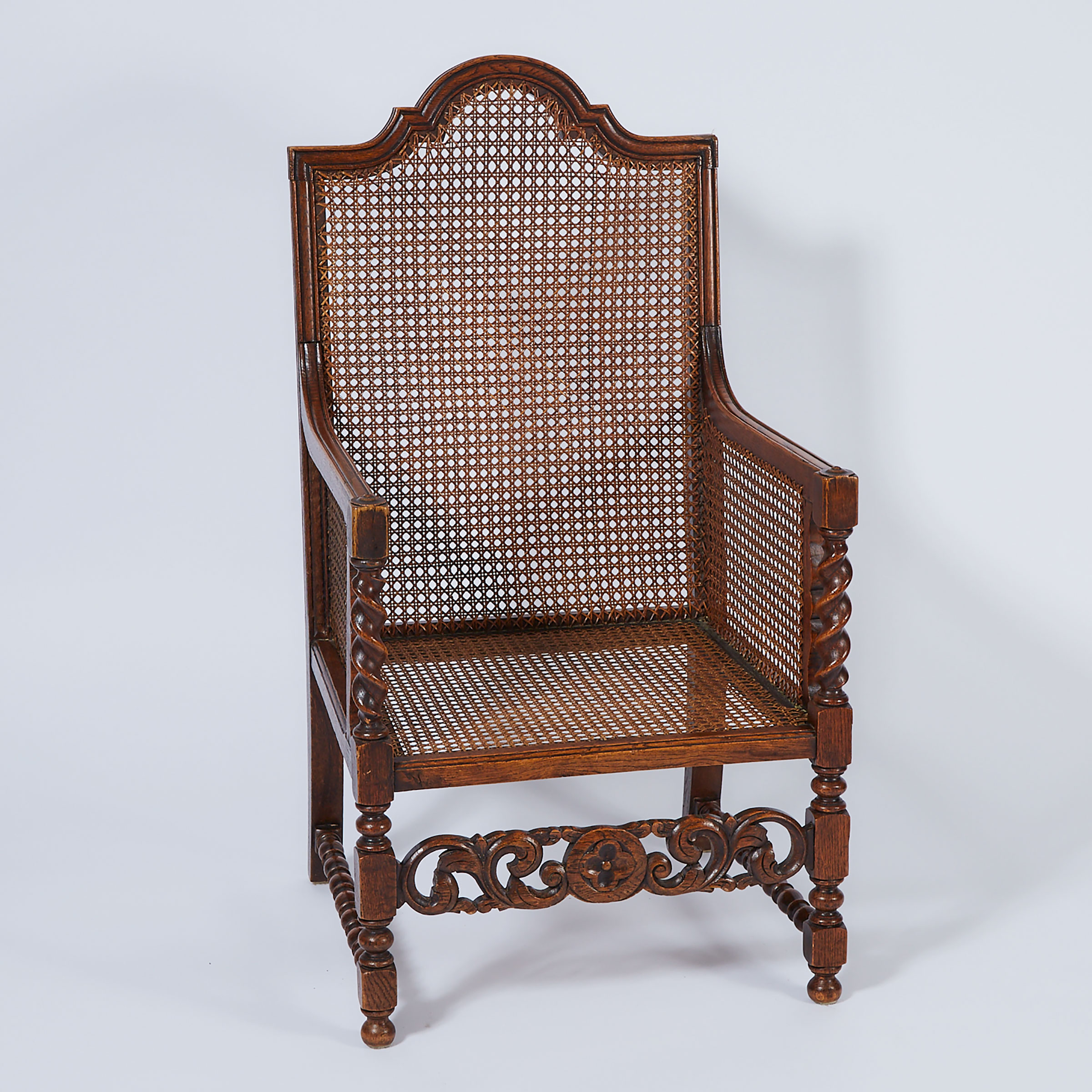 Victorian Renaissance Revival Caned Oak Library Chair, 19th century