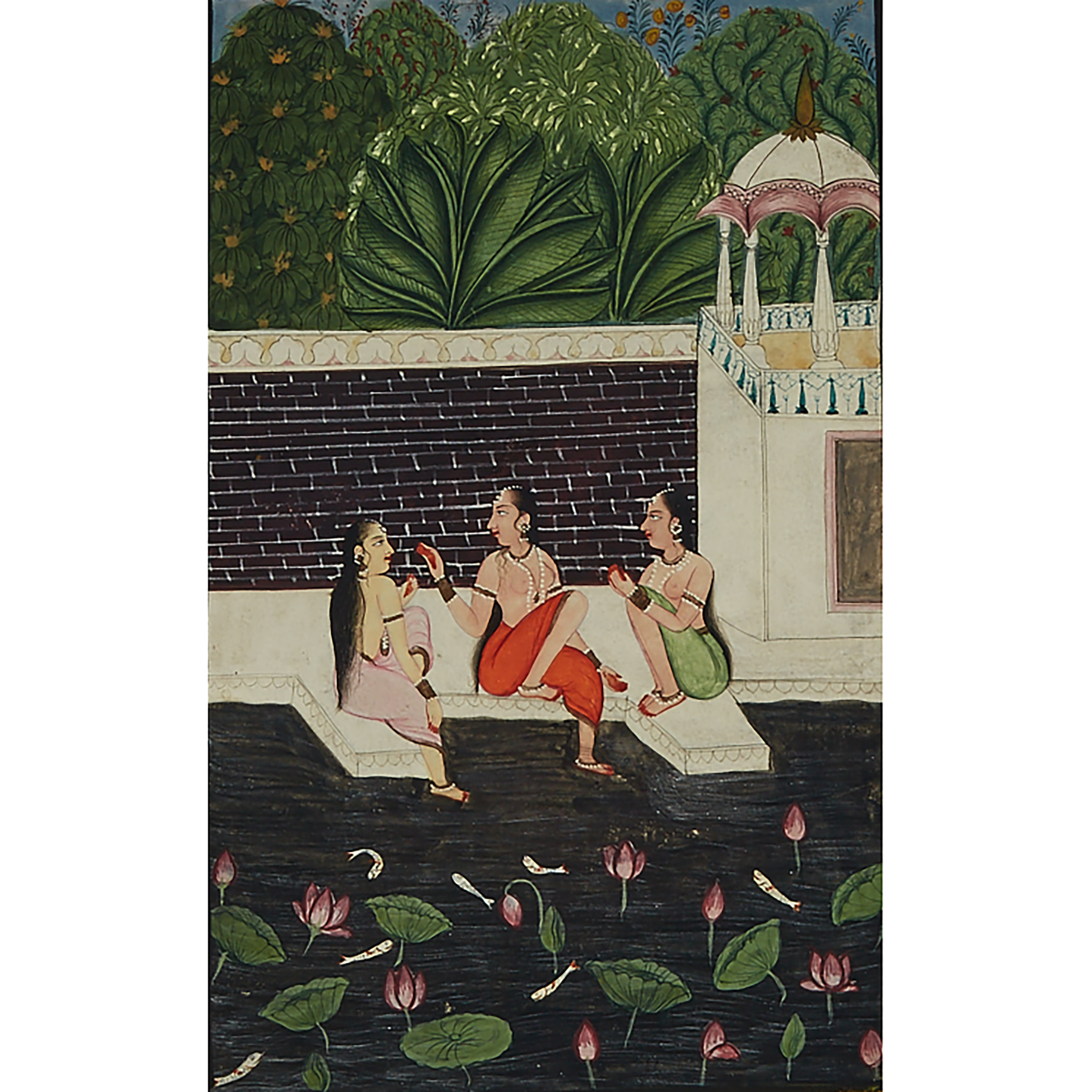 Rajasthan School, Bathing Women, 19th Century