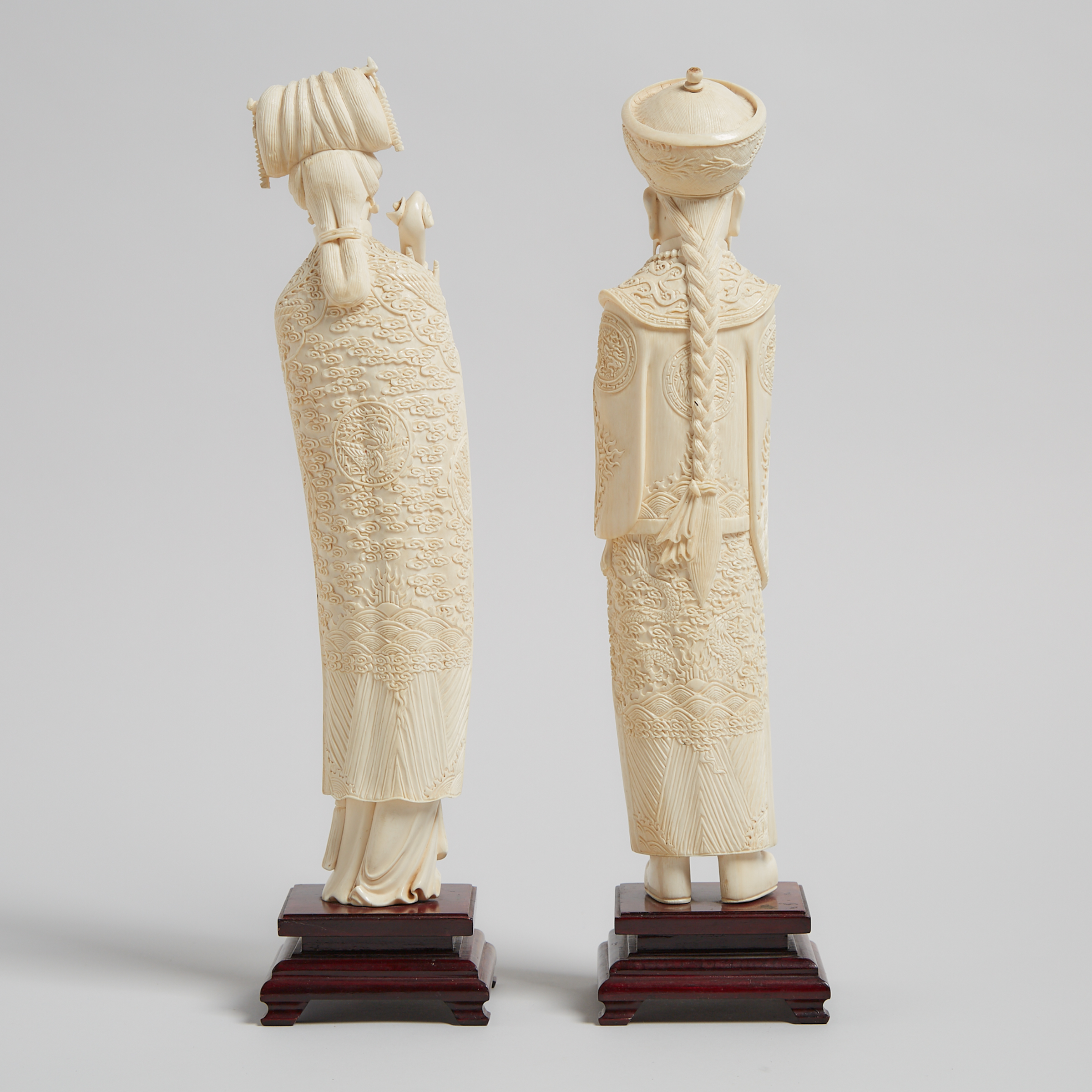 An Ivory Carved Emperor and Empress Pair, Circa 1940