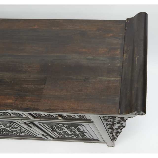 A Massive Carved Zitan Five-Drawer Coffer Table, Qing Dynasty, 19th Century