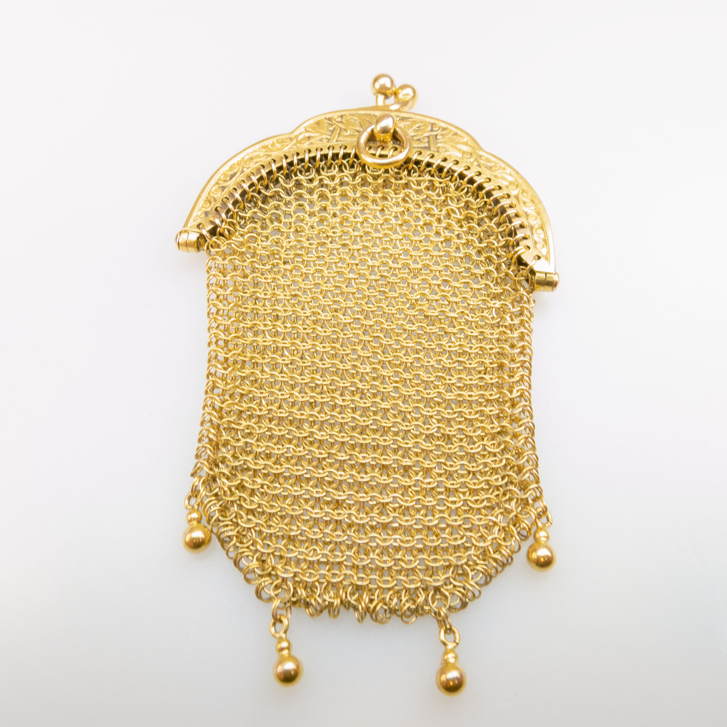 French 18k Yellow Gold Mesh Coin Purse