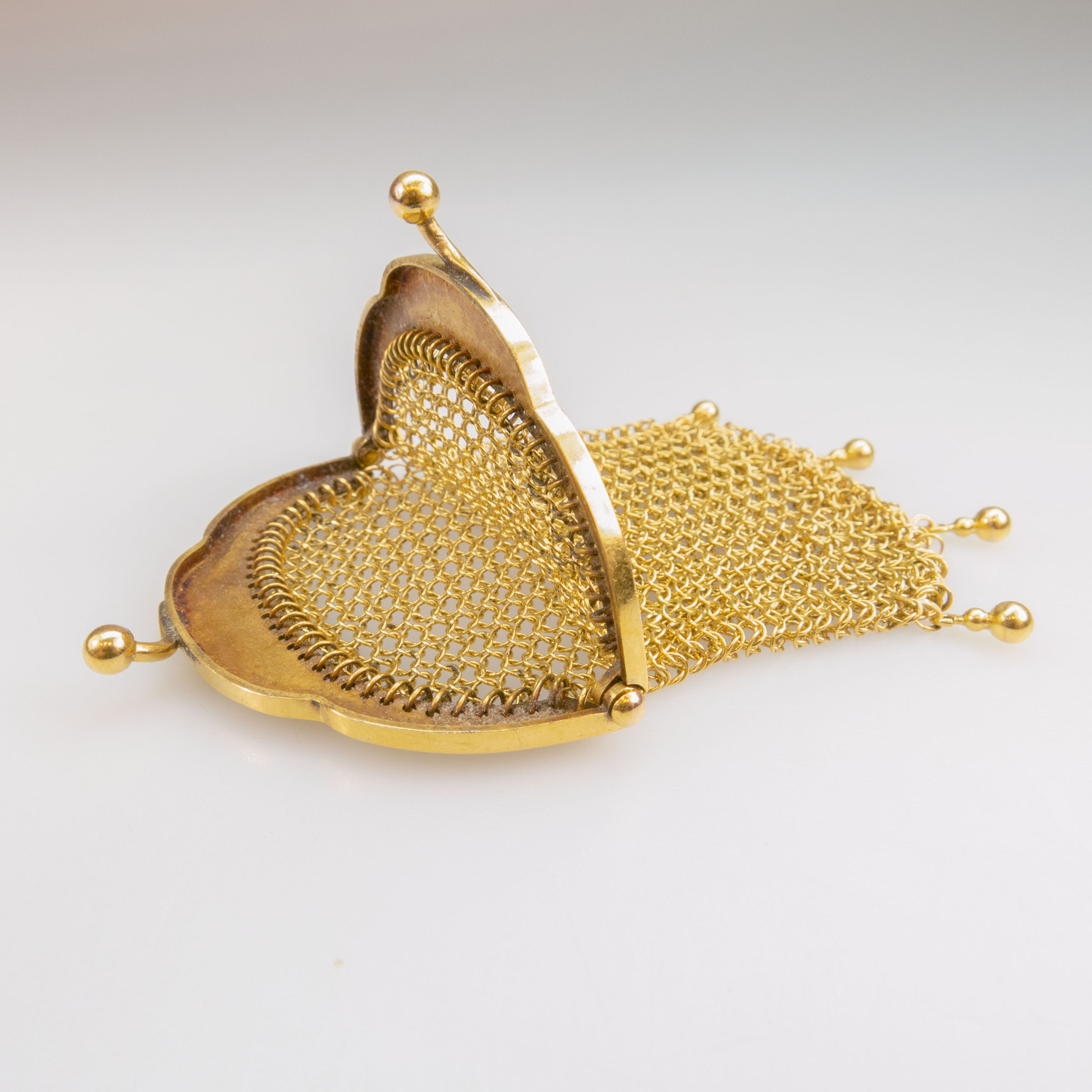 French 18k Yellow Gold Mesh Coin Purse