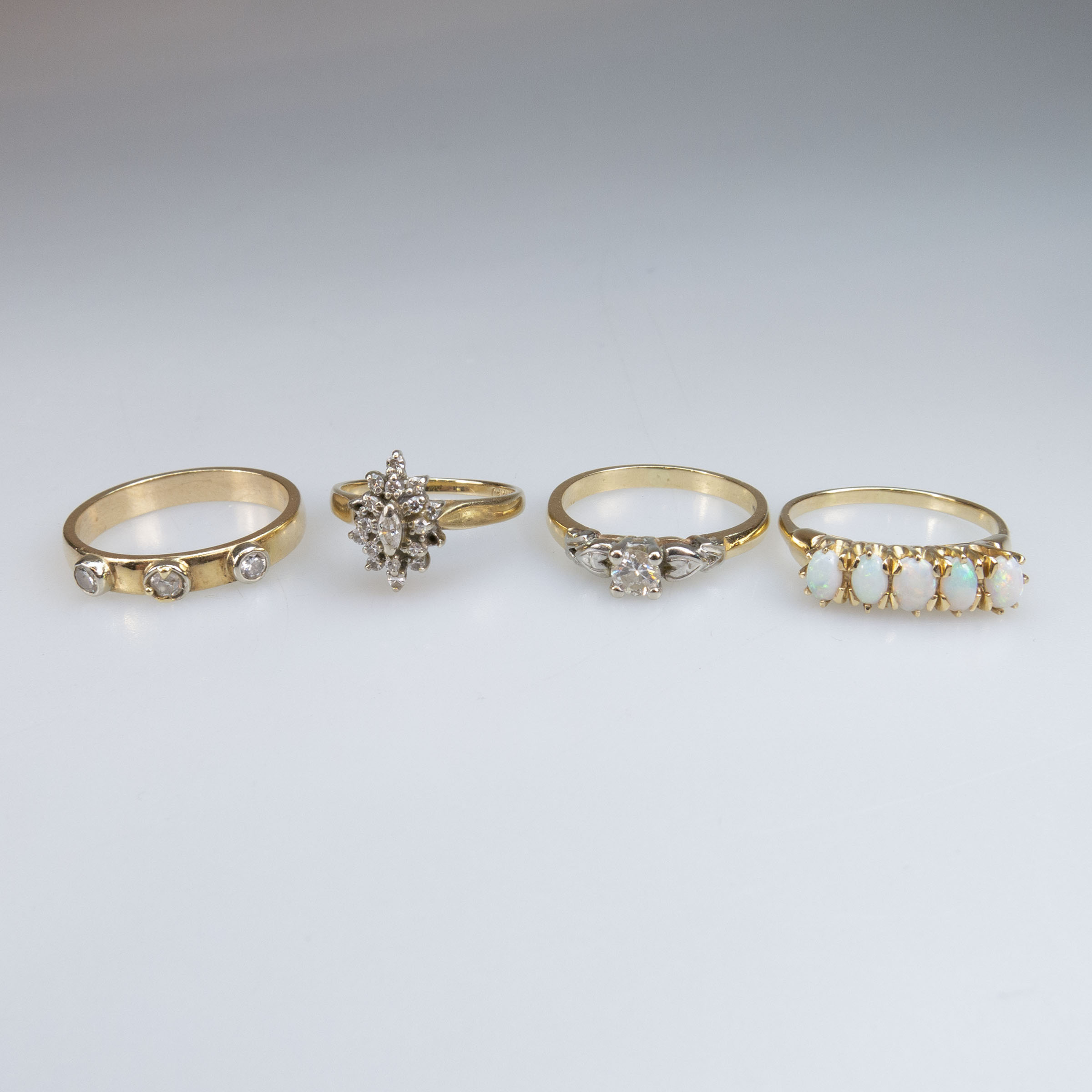 1 x 10k And 3 x 14k Yellow Gold Rings