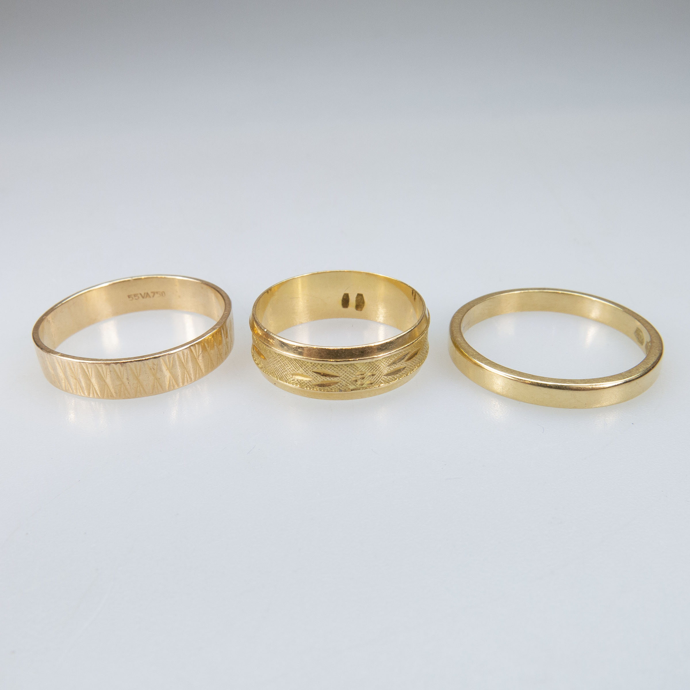 3 x 18k Yellow Gold Bands