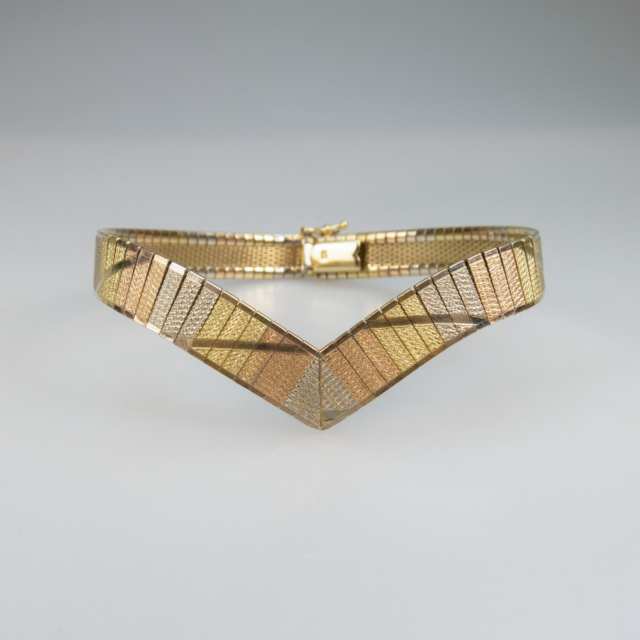14k Three Colour Gold Woven Chevron Bracelet