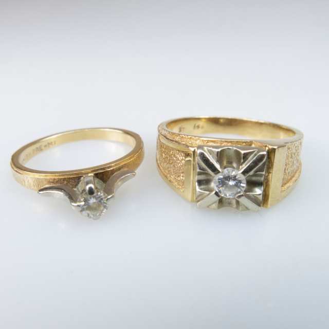 4 x 14k Yellow And White Gold Rings