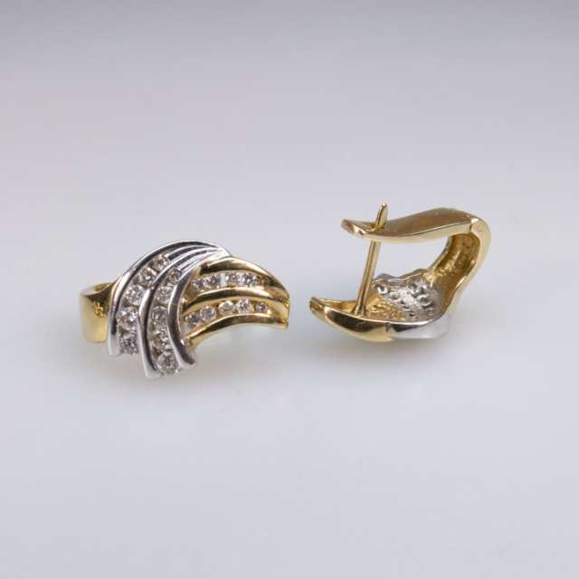 Pair of 14k Yellow And White Gold Earrings