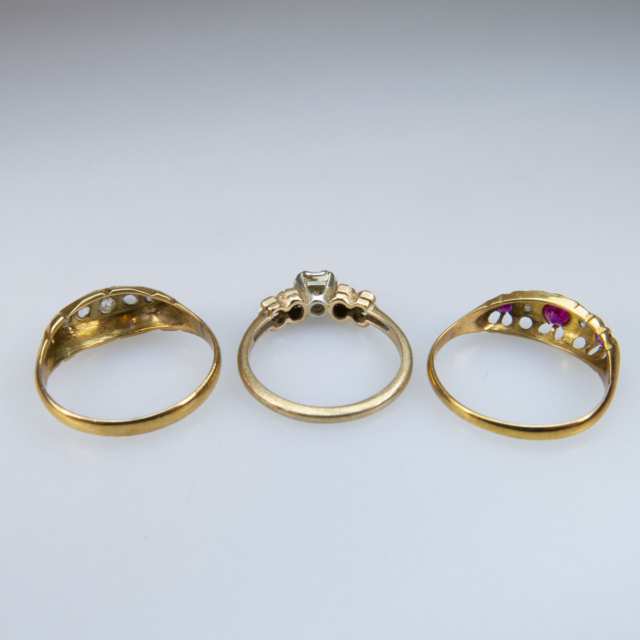 1 x 14k And 2 x English 18k Yellow Gold Rings