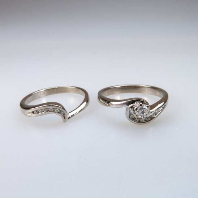 14k White Gold Fitted Engagement/Wedding Ring Suite