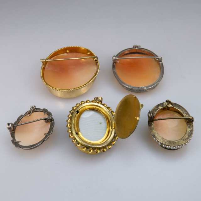 5 Various Oval Carved Shell Cameos