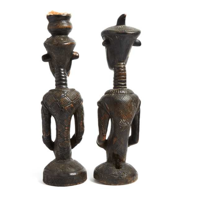 Pair of Dengese Ancestral Male and Female Figures, Democratic Republic of Congo, Central Africa