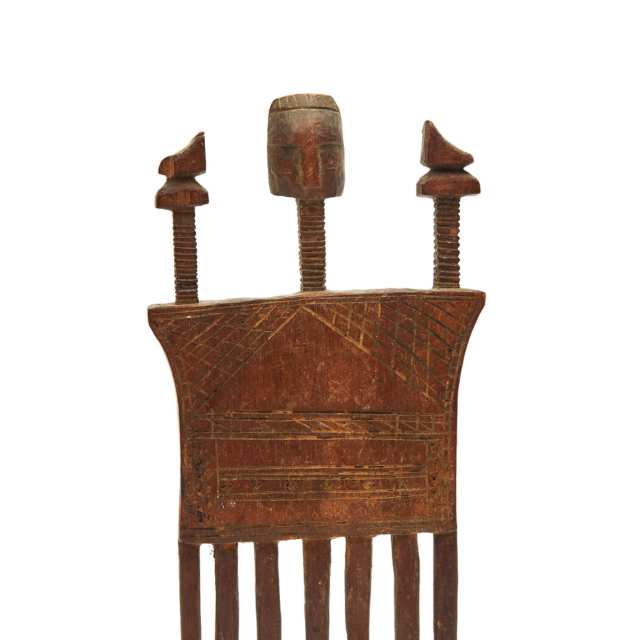 A Group of Three Akan Figural Combs, West Africa