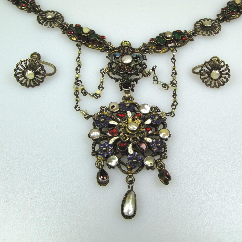 Austro-Hungarian silver gilt necklace