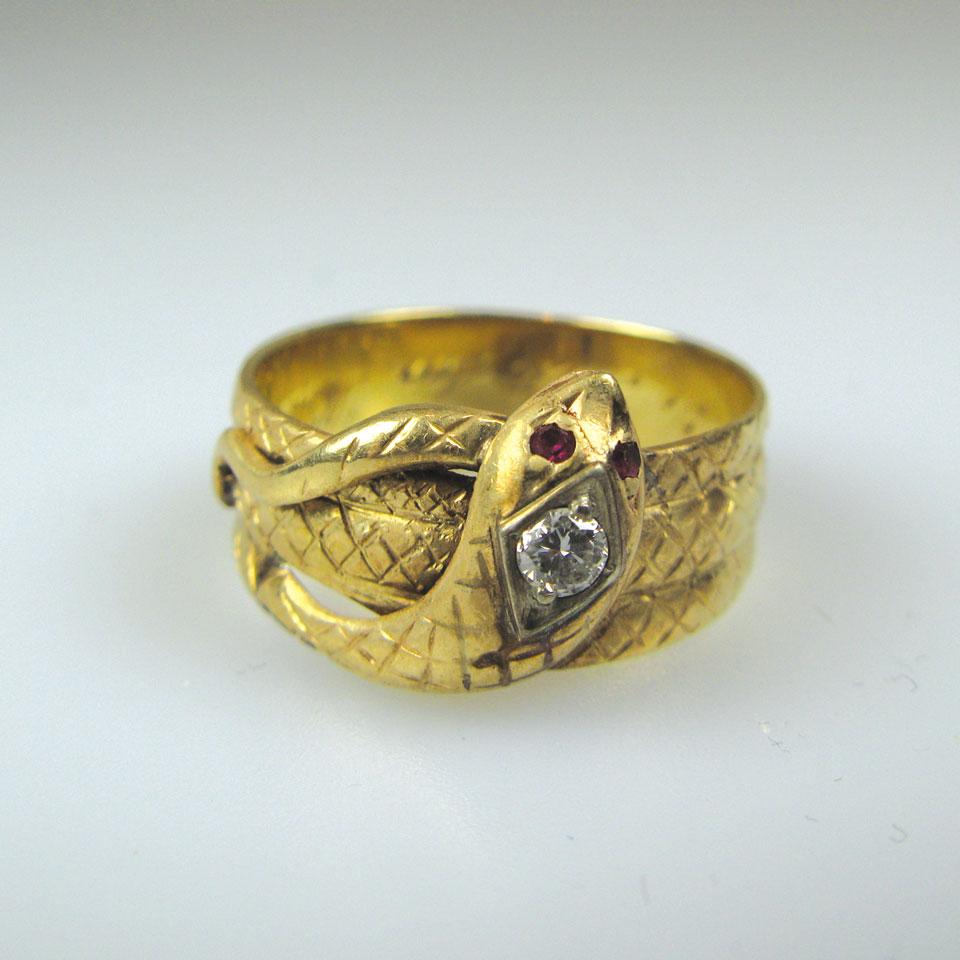 10k yellow gold serpent ring