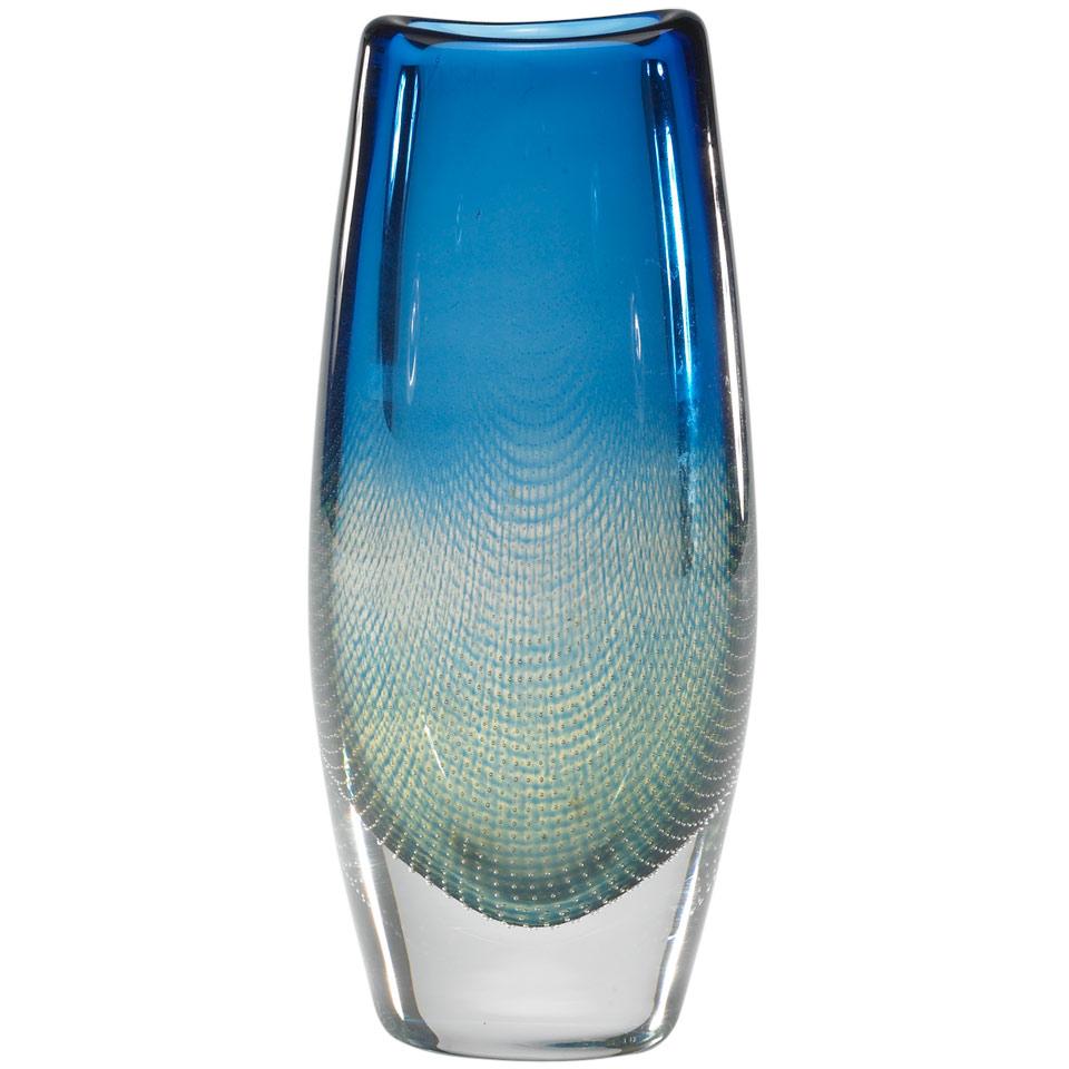 Orrefors Kraka Glass Vase, Sven Palmqvist, 1950’s