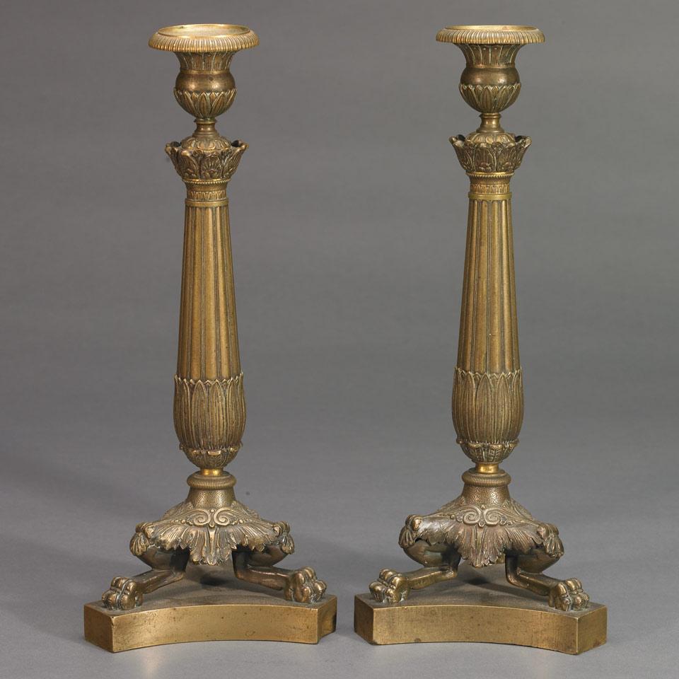Pair of French Bronze Candlesticks, c.1840