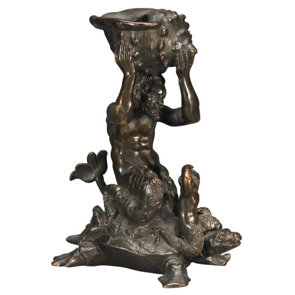 Patinated Bronze Figure of Triton and Pallas Riding Tortoise, 19th century