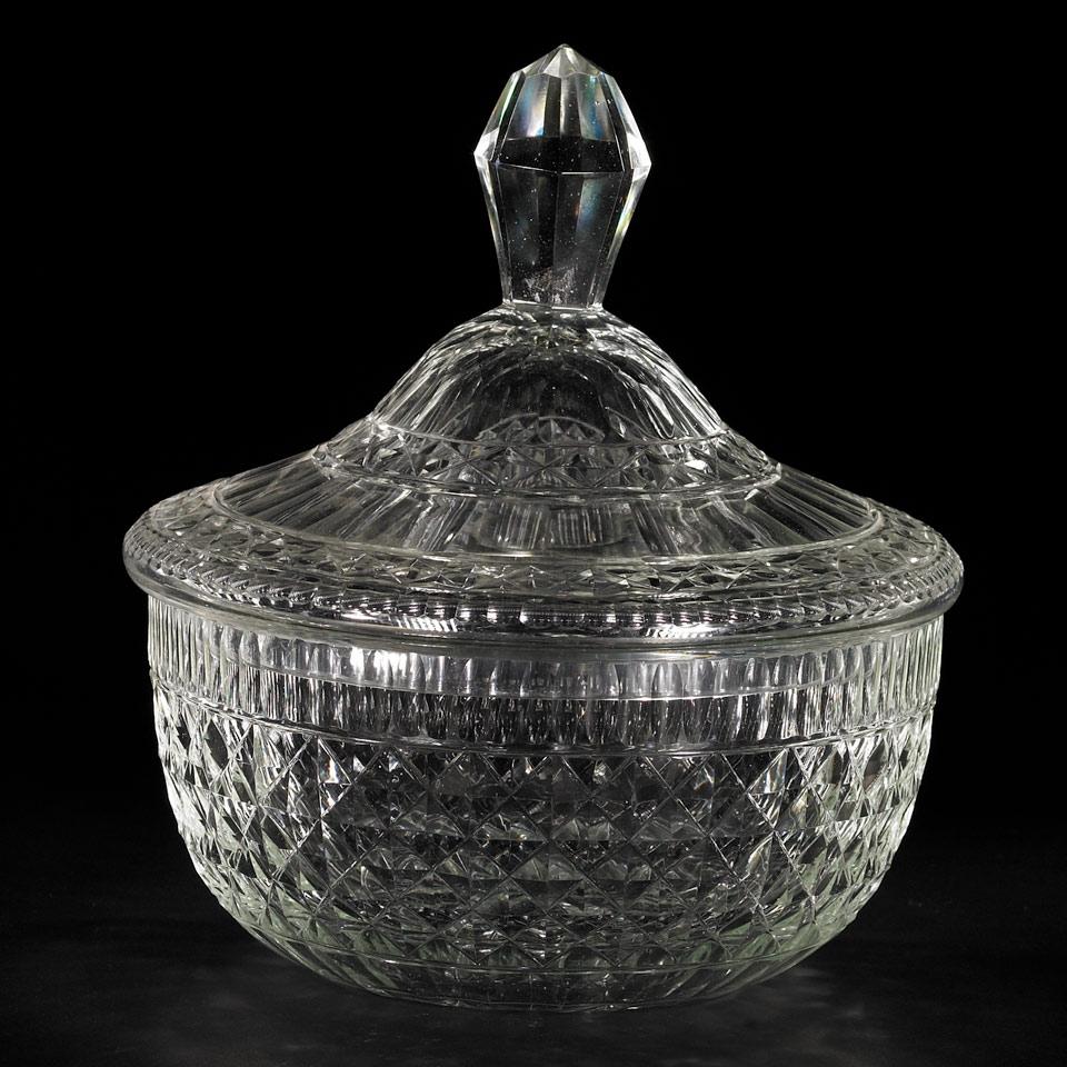 Continental Cut Glass Covered Bowl, 19th century
