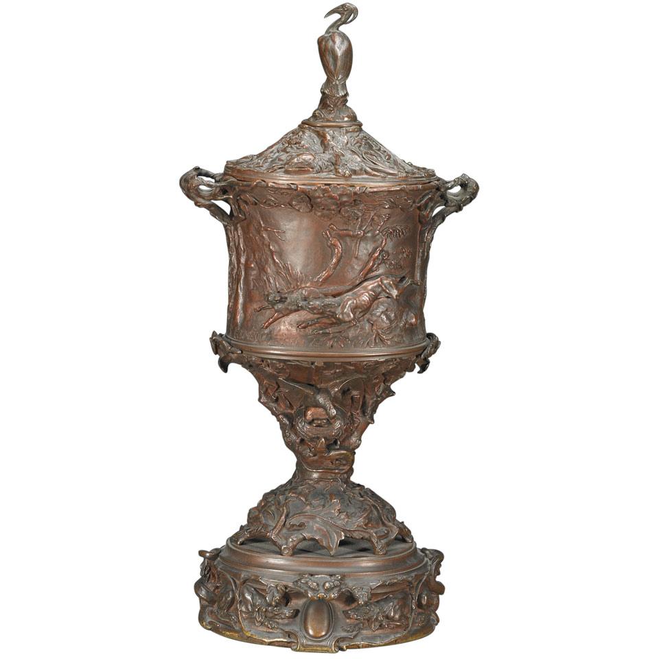 Pierre Jules Mêne (French, 1810-1871) Patinated Bronze Covered Urn by Barbedienne