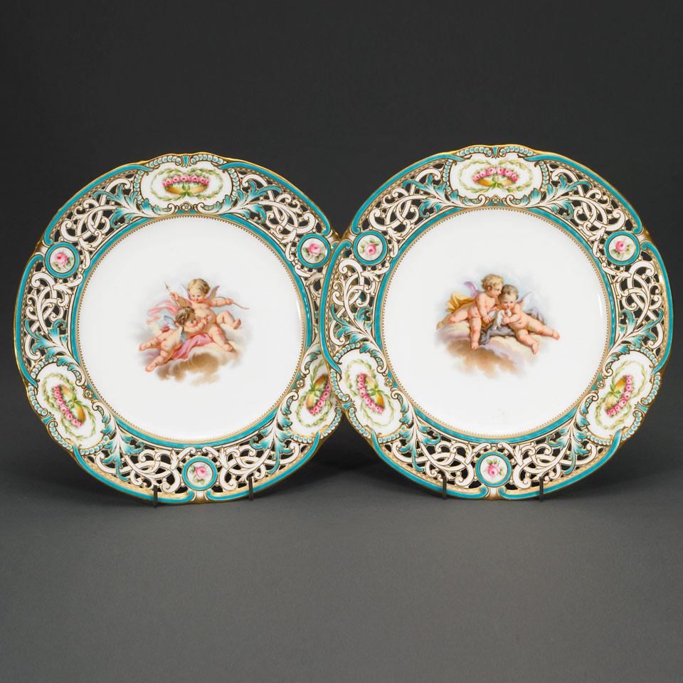 Pair of Minton Reticulated Plates, 1860