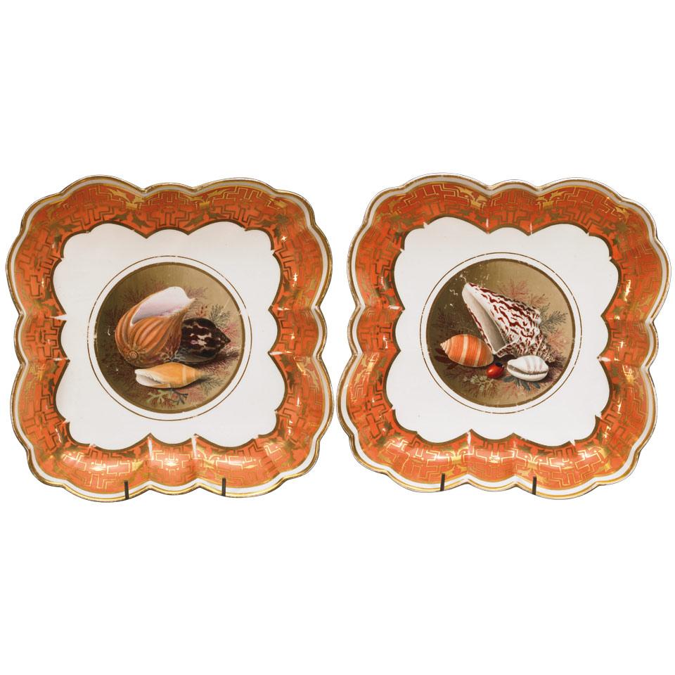 Pair of Flight and Barr Worcester Scalloped Square Dishes, 1792-1804