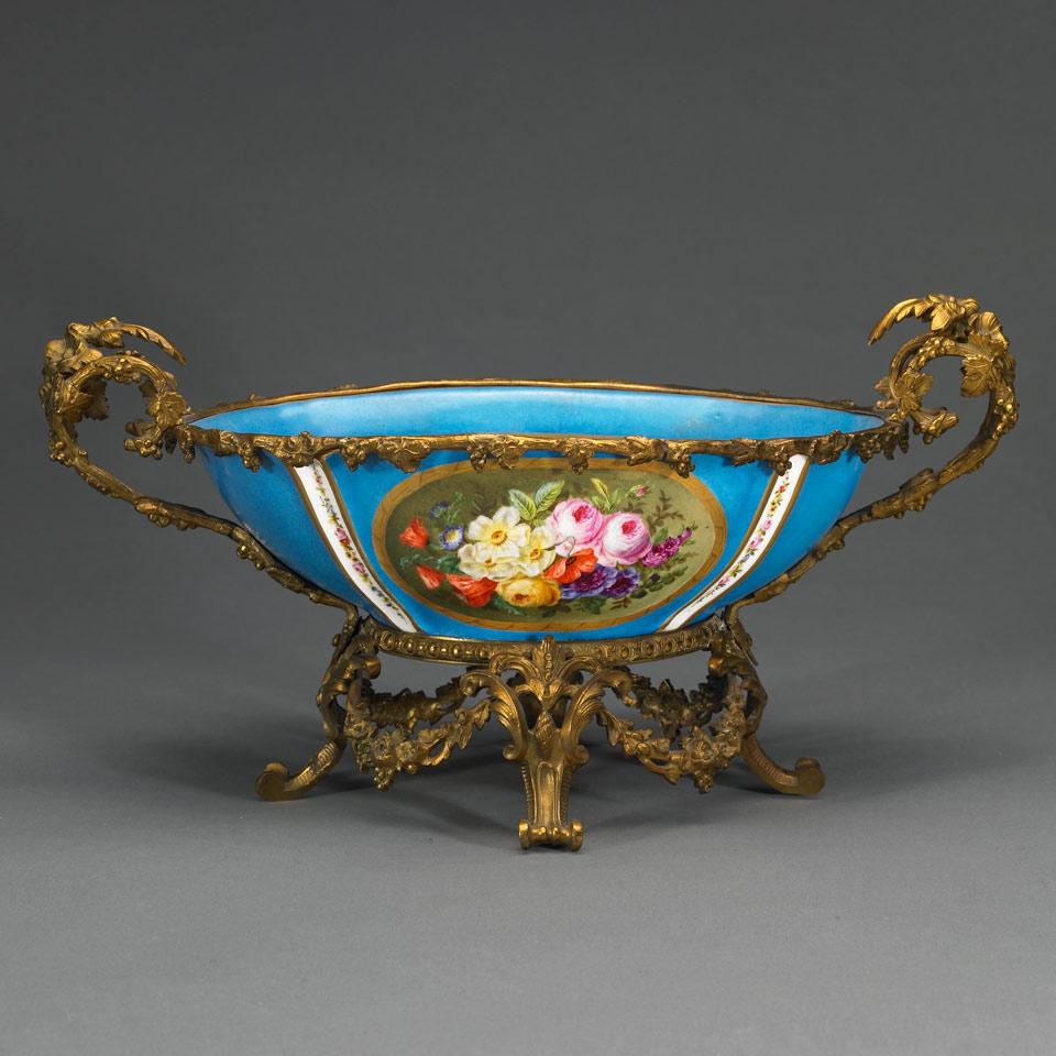 Gilt Bronze Mounted ‘Sèvres’ Oval Centrepiece, late 19th century