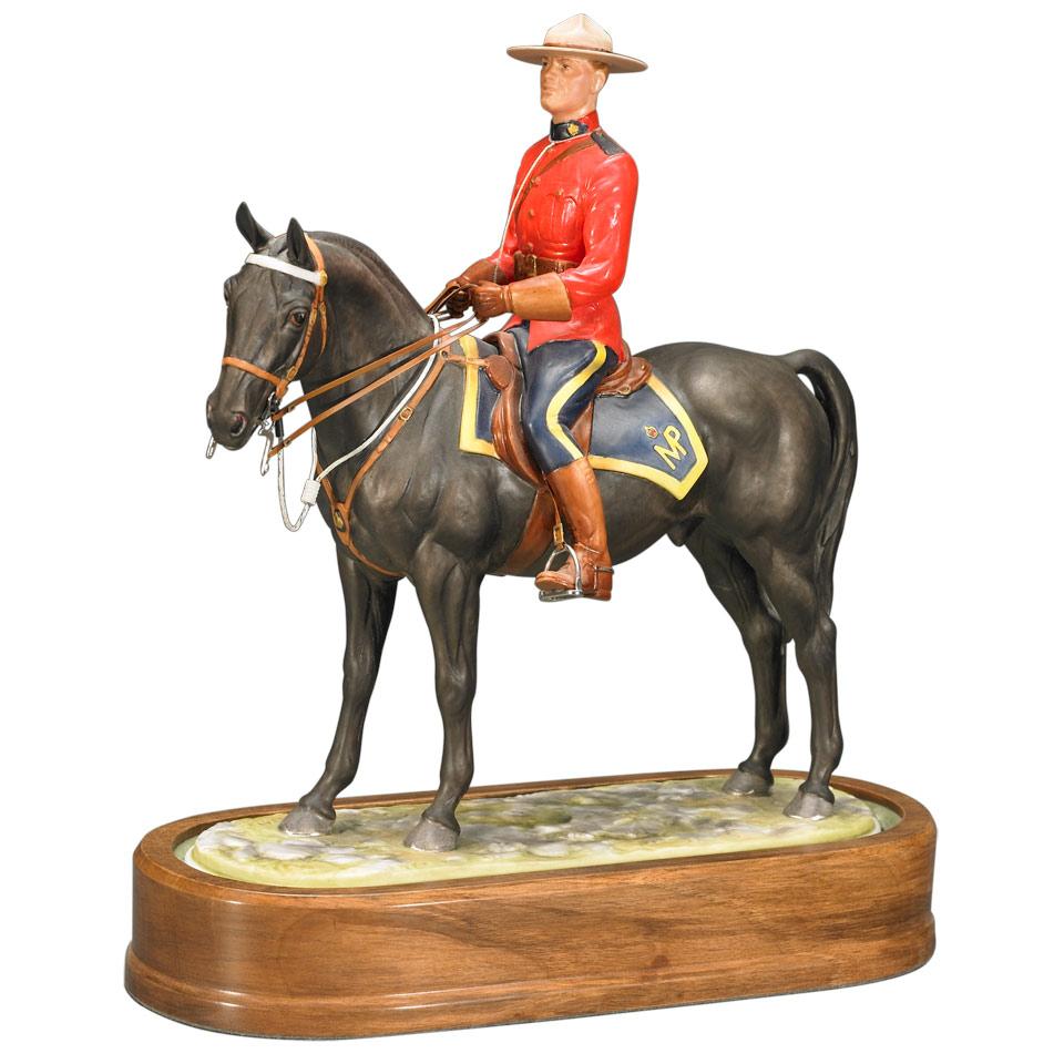Royal Worcester Model of a Royal Canadian Mounted Policeman, Doris Lindner, 98/500, c.1967