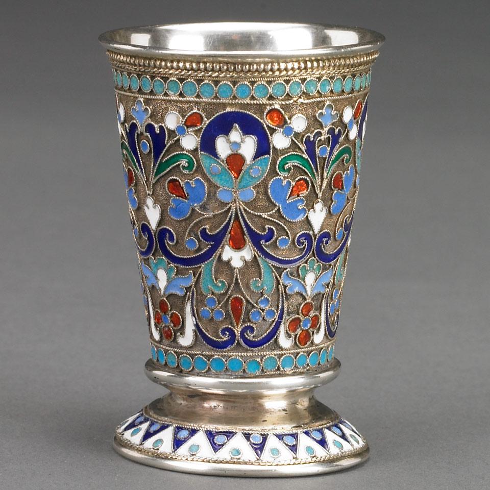 Russian Silver and Cloisonné Enamel Beaker, Moscow, late 19th century