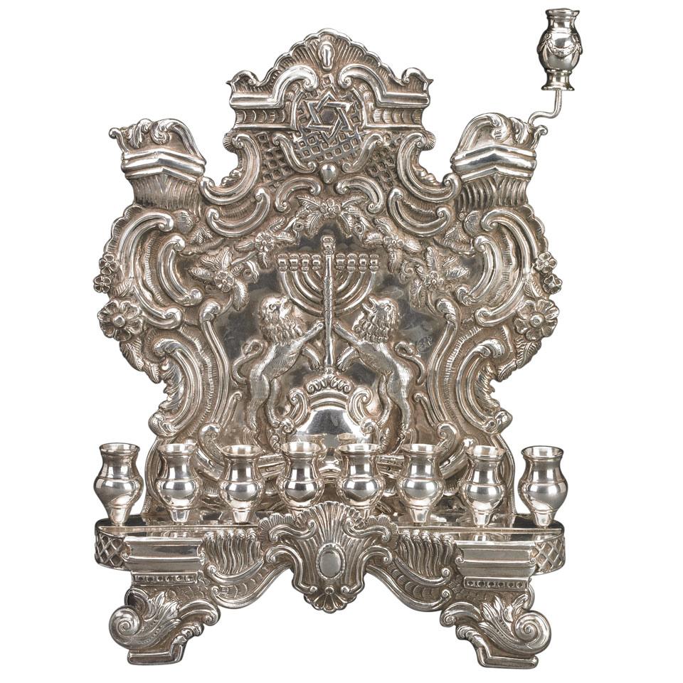 Continental Silver Hannukah Lamp, early 20th century