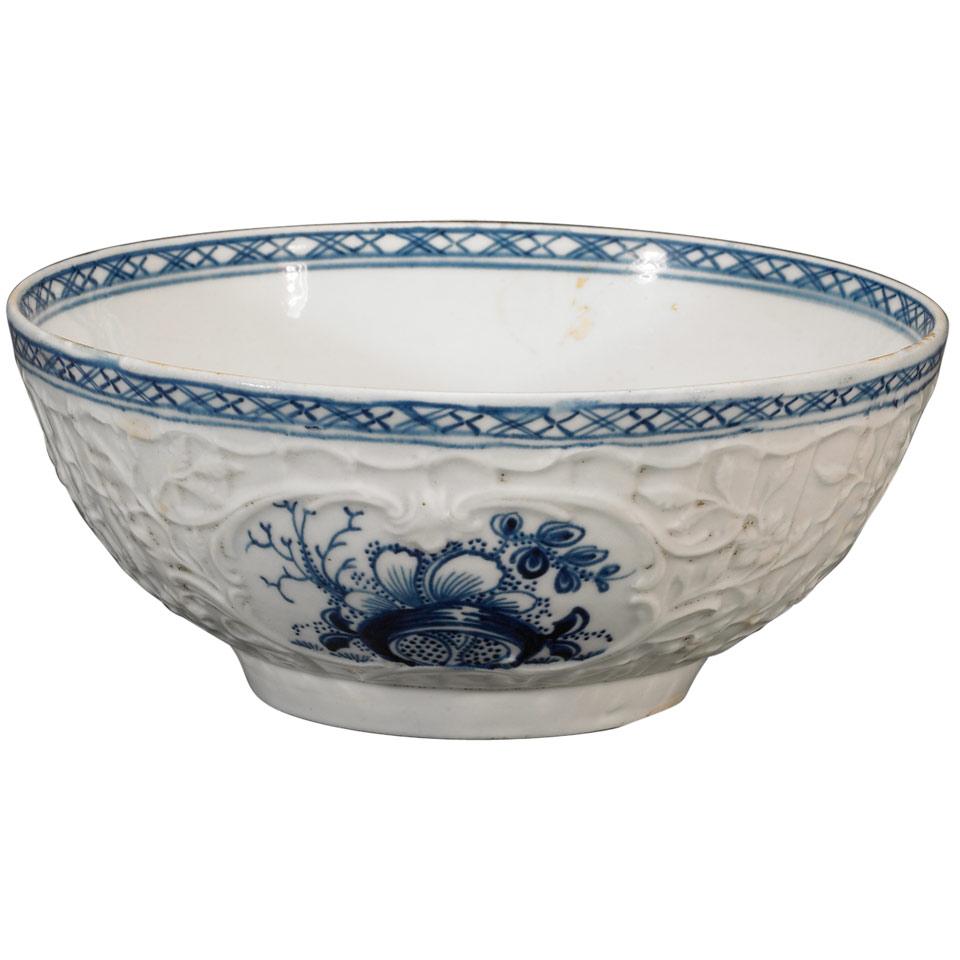 Liverpool Chinoiserie Blue Painted and Moulded Waste Bowl, Philip Christian & Co., c.1765-70