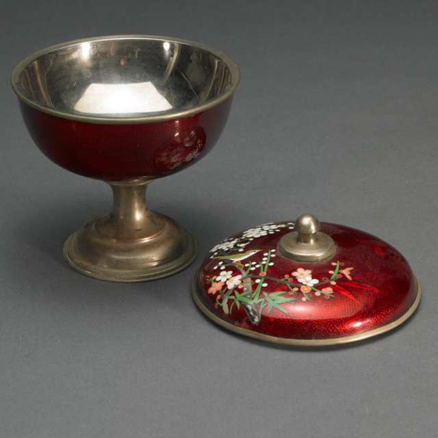 Red Cloisonne Footed Bowl