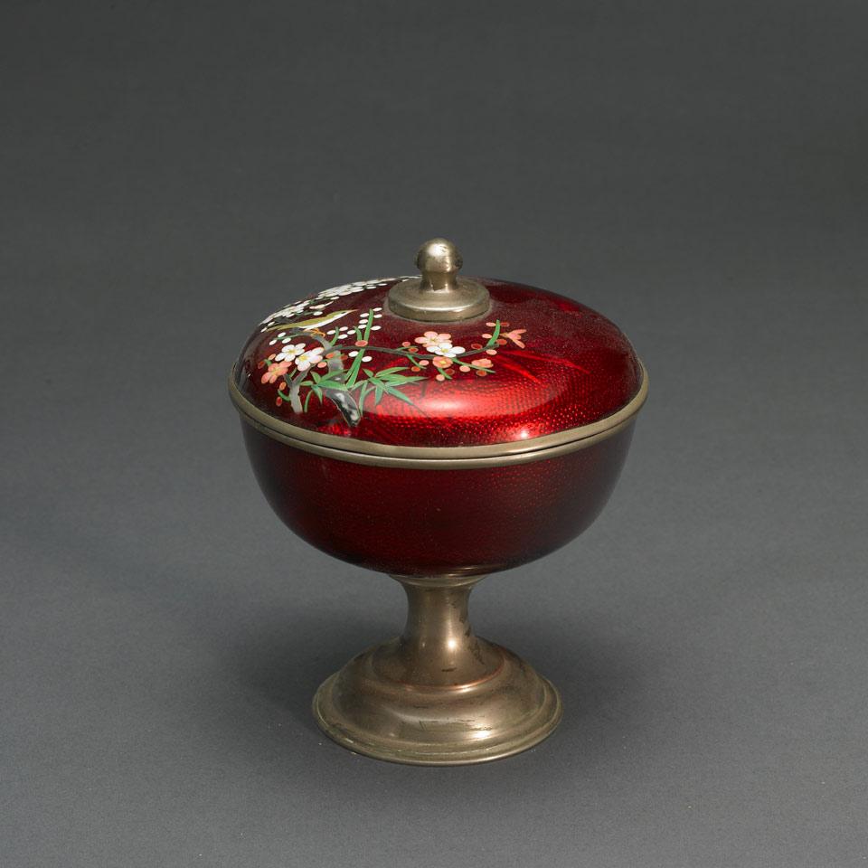 Red Cloisonne Footed Bowl
