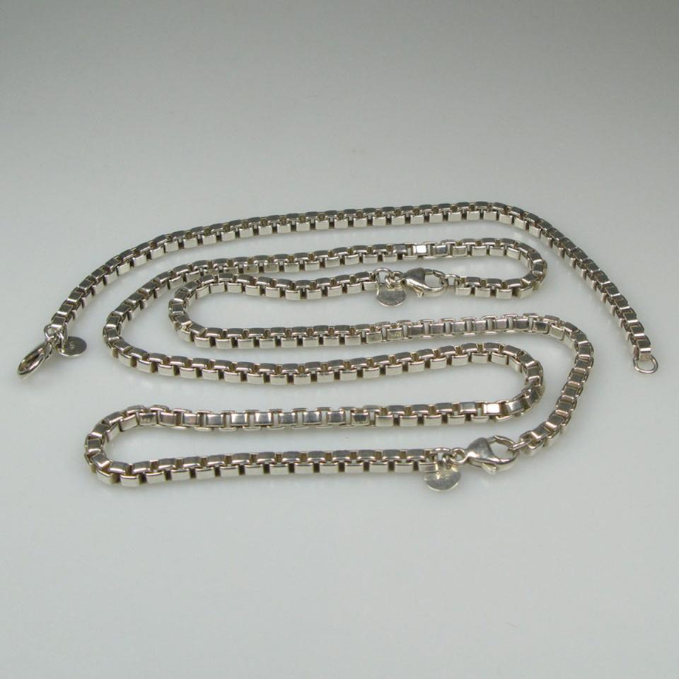Tiffany & Co. Sterling Silver Box Link Chain And 2 Bracelets