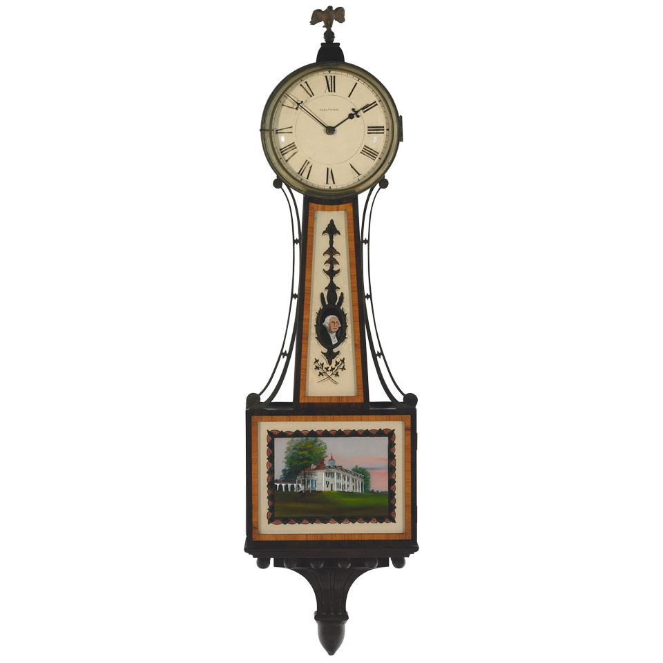 Waltham Watch & Clock Co., American Satinwood Crossbanded Mahogany ‘Banjo’ Clock, c.1925